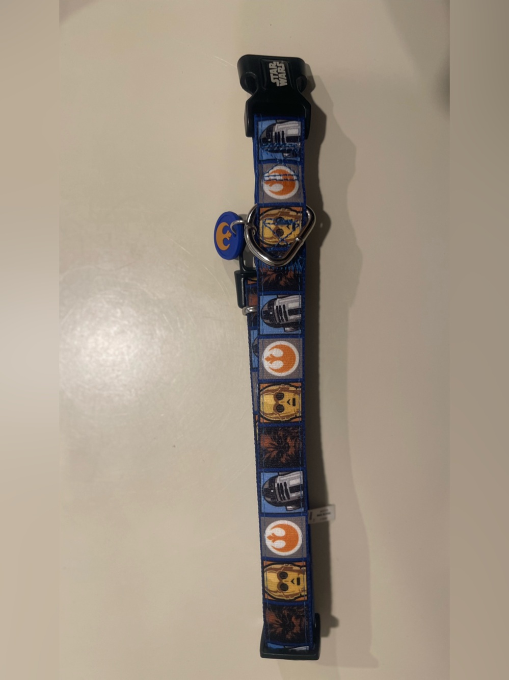 Star Wars Large Dog Collar C-3PO R2-D2 Chewbacca Blue